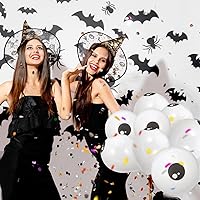 Vista 8 de HANABASS Kit de 100 globos de látex natural grueso para Halloween, globos oculares no inflables, decoraciones de fiesta para paredes, techos