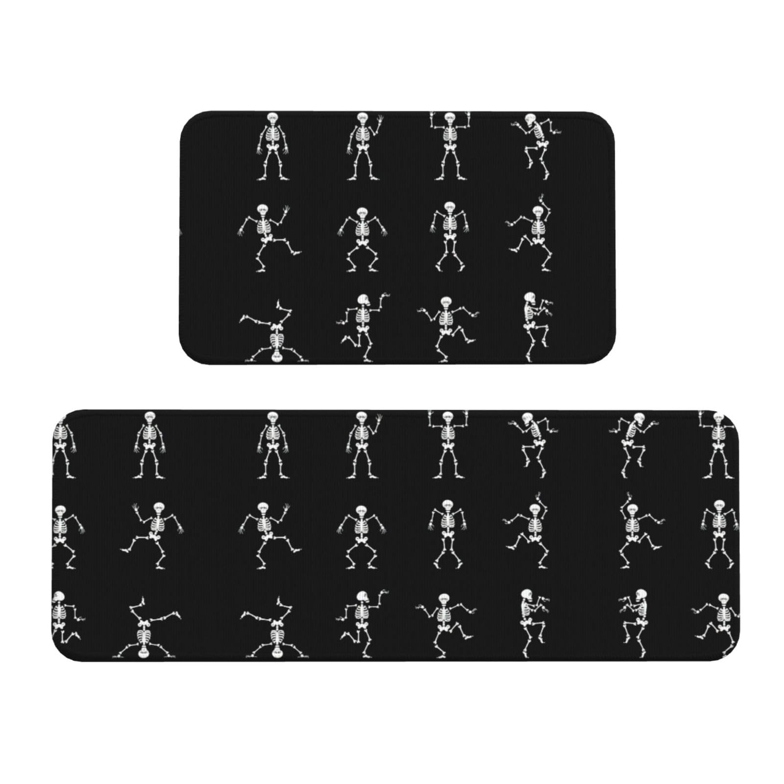Tapis de cuisine antidérapants motif squelette de Noël lot de 2 pour sol et évier