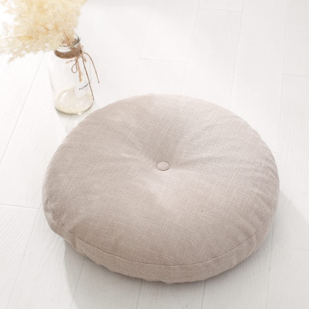 Rundes Bodenkissen aus Baumwollleinen, dickes, bequemes Sitzkissen für Yoga, Meditation und Heimgebrauch, 40 cm Kissen für Stühle und Böden