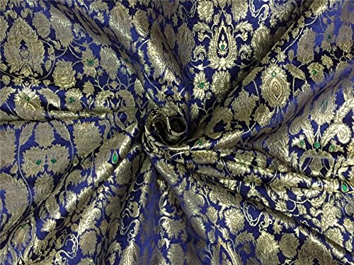Brocart de soie lourde bleu marine pour couture haute couture luxe | Bro566