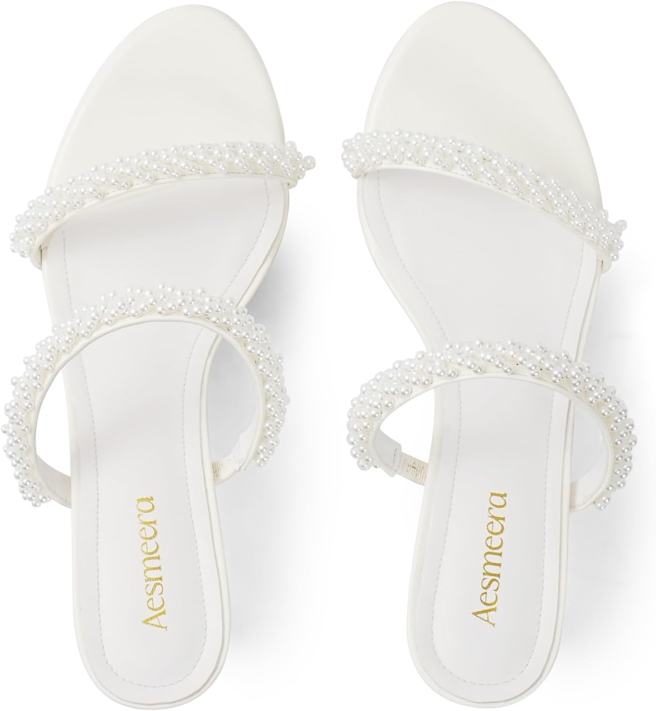 Kitten Heels for Women Strappy Mule Short Low Heel Open Round Toe Two Strap Slip On Heeled Sandals Dressy Sexy Shoes