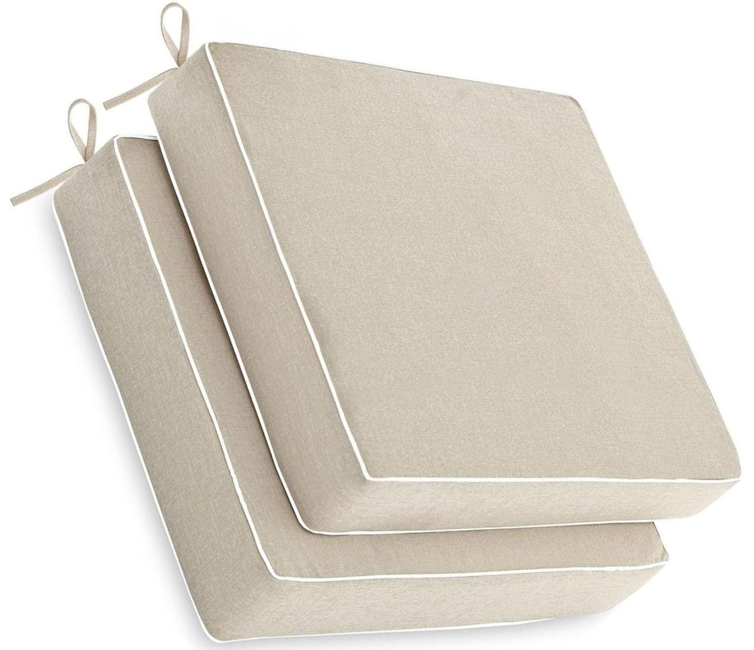Set di 2 cuscini per sedie da esterni, impermeabili, colori sbiaditi, con laccetti, 43,2 x 43,2 x 5,1 cm, per terrazza e cortile