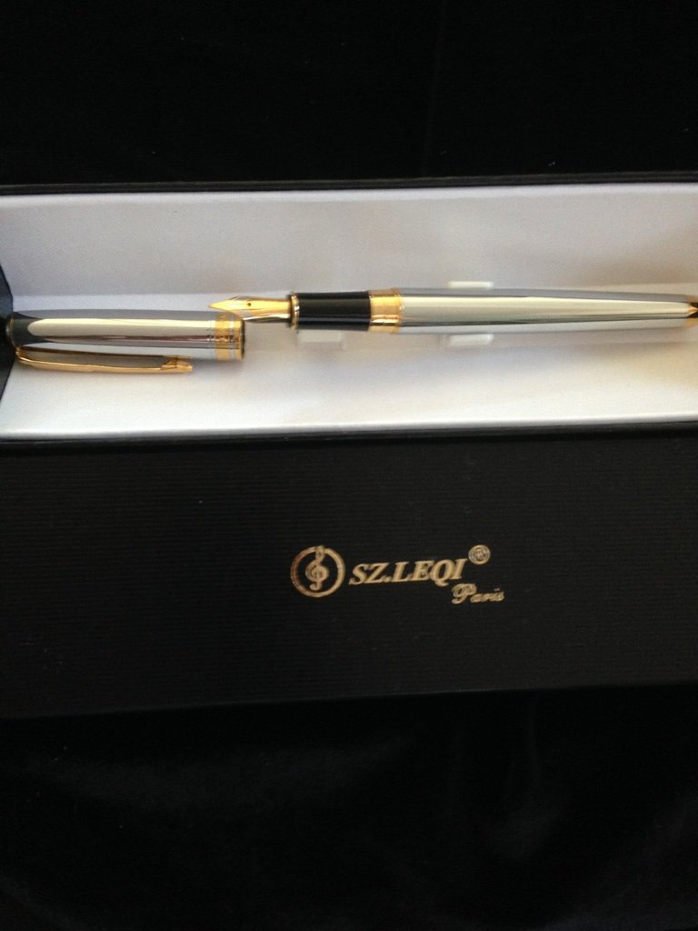 Mozart Sonata Chrome Fountain Pen with medium nib by SZ Leqi of Paris