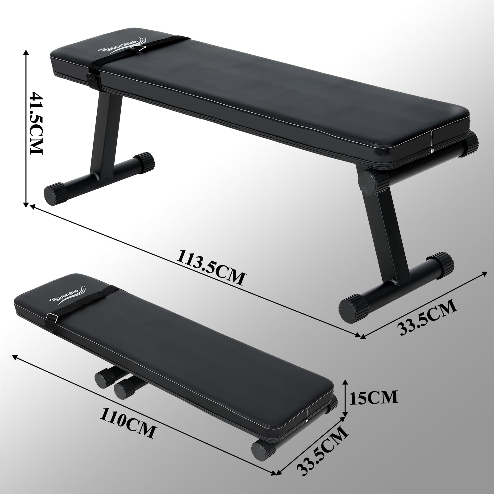 Banc Plat, Banc de Musculation Pliable, Banc d'Entraînement Pliable, Banc Musculation Inclinable Multifonctionnel Réglable, Banc de Muscu Abdominaux/Dos/Lombaire Inclinable, ChargeMax.150KG