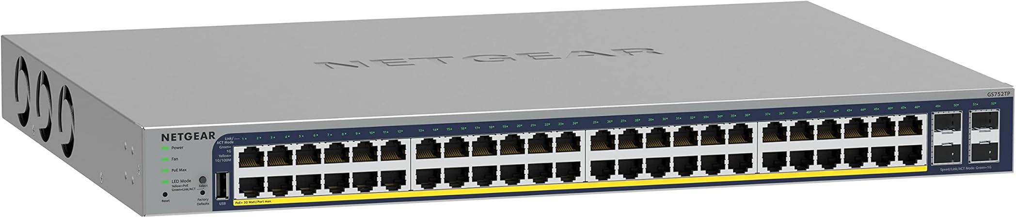 Amazon.com: NETGEAR 52-Port PoE Gigabit Ethernet Smart Switch (GS752TP ...