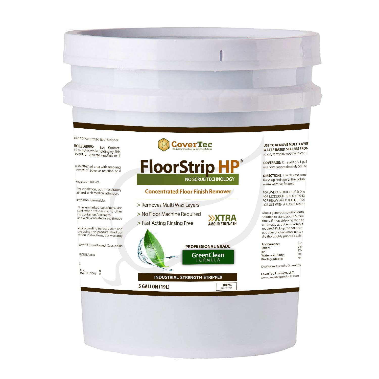 CoverTec FloorStrip HP Floor Finish Stripper, Heavy Duty High Performance, Low Odor (5 Gal, 1)