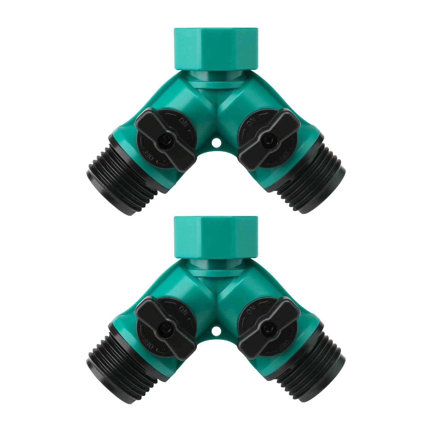 Garden Hose Splitter,3/4 Inch Garden Hose Y Connectors Plastic Hose Splitter with Faucet Watering Shut Off Valves for Landscaping, Gardening, Flower Planting, Irrigation (2, Green, 2 Way 3/4")