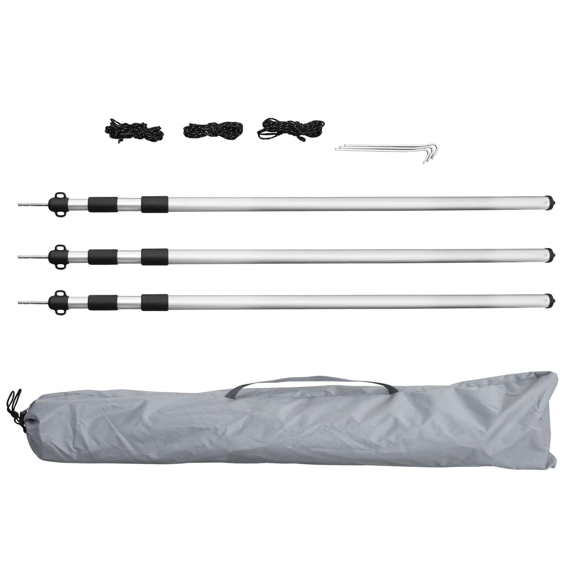 yourGEAR Voile d'ombrage pour caravane avec barres de support, protection UV 50+, imperméable 5000 mm, double passepoil 7 mm et 5 mm (gris, 450 x 240 cm)