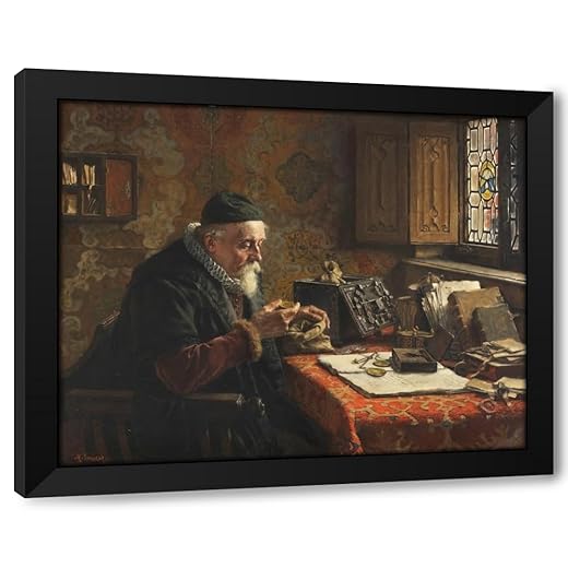 ArtDirect Der Münzsammler (Ca. 1900-1920) Custom Framed Art Print Giclee Print or Canvas Options with Various Sizes and Customization by Max Gaisser