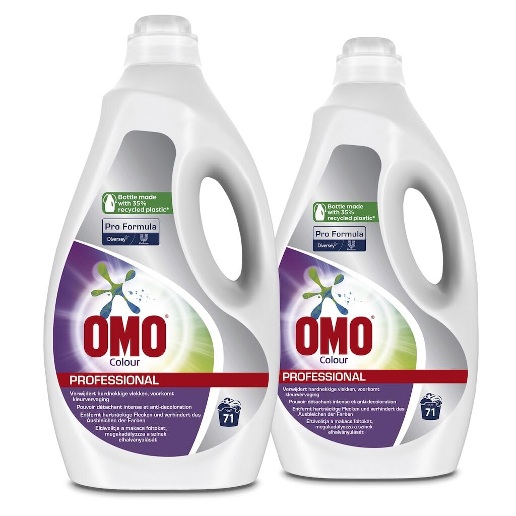 Omo Professional Color Waschmittel Flüssig - Hochwirksam gegen hartnäckige Flecken, Universelles Flüssigwaschmittel für Buntwäsche, 2 x 5L