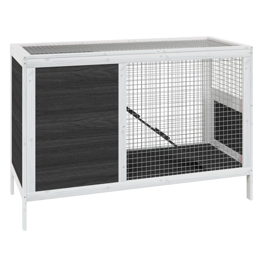 ZEYUAN Conejera de Madera Maciza de Pino Gris 103x44x69,5 cm, Jaula Cobaya, Jaulas para Conejos, Jaula Hamster, Casa Conejo, Casita Conejo, Nido Conejo