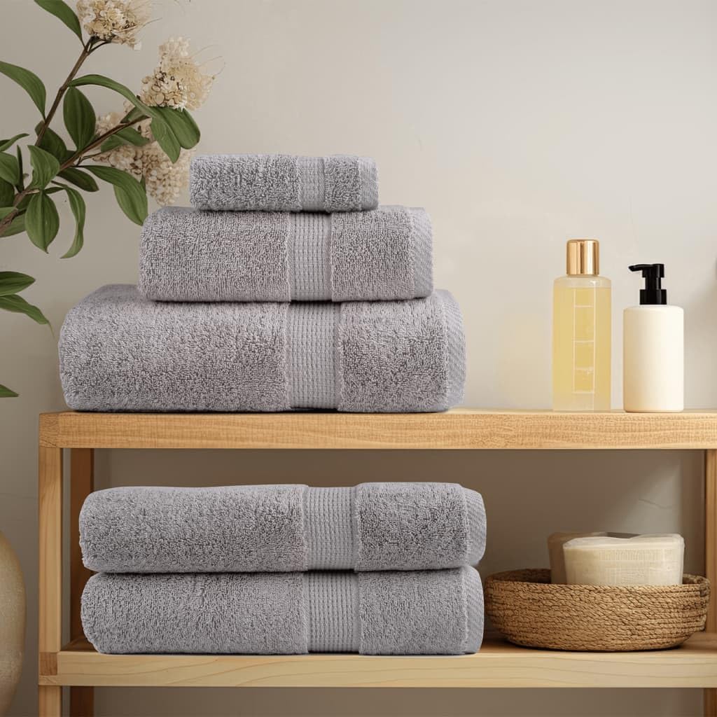 Hothingwell - Toallas de baño (100 x 200 cm, 4 piezas), color gris | Certificado Oeko-Tex, anillo de niña, lavable a máquina, hebilla de suspensión, uso doméstico y comercial