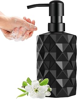 12 Oz Glass Soap Dispenser, Hand & Dish Soap Dispenser, Kitchen Bathroom Refillable Lotion Soap Dispenser, Matte Black Hand Pump Hand Soap Dispenser, for Dish Soap, Lotion