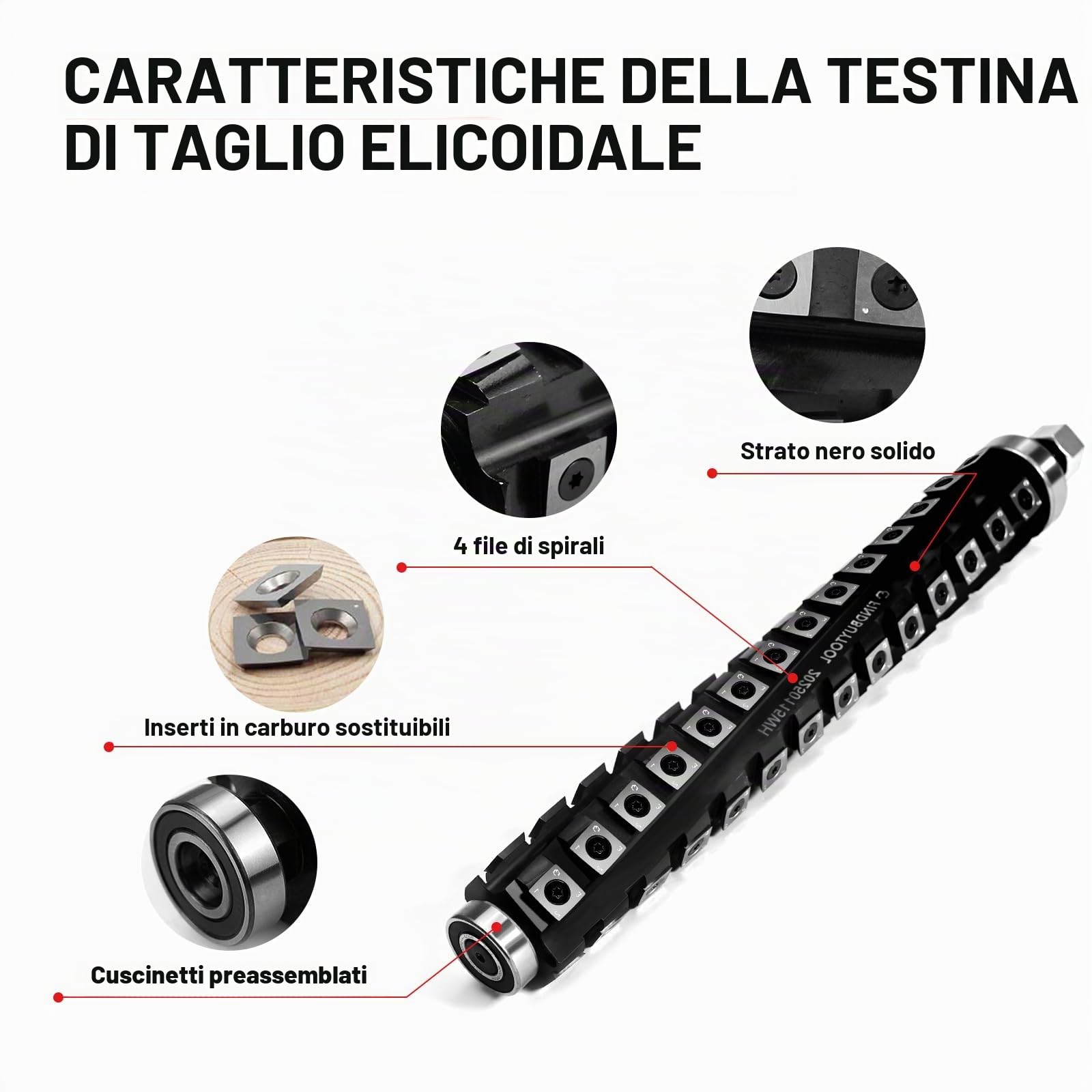 FindBuyTool - Testa di taglio elicoidale da 12,5 pollici per pialla DeWalt DW733/DW734 - Design a spirale a 4 file con 56 inserti in carburo, rivestimento in ossido nero - Aggiornamento lama di