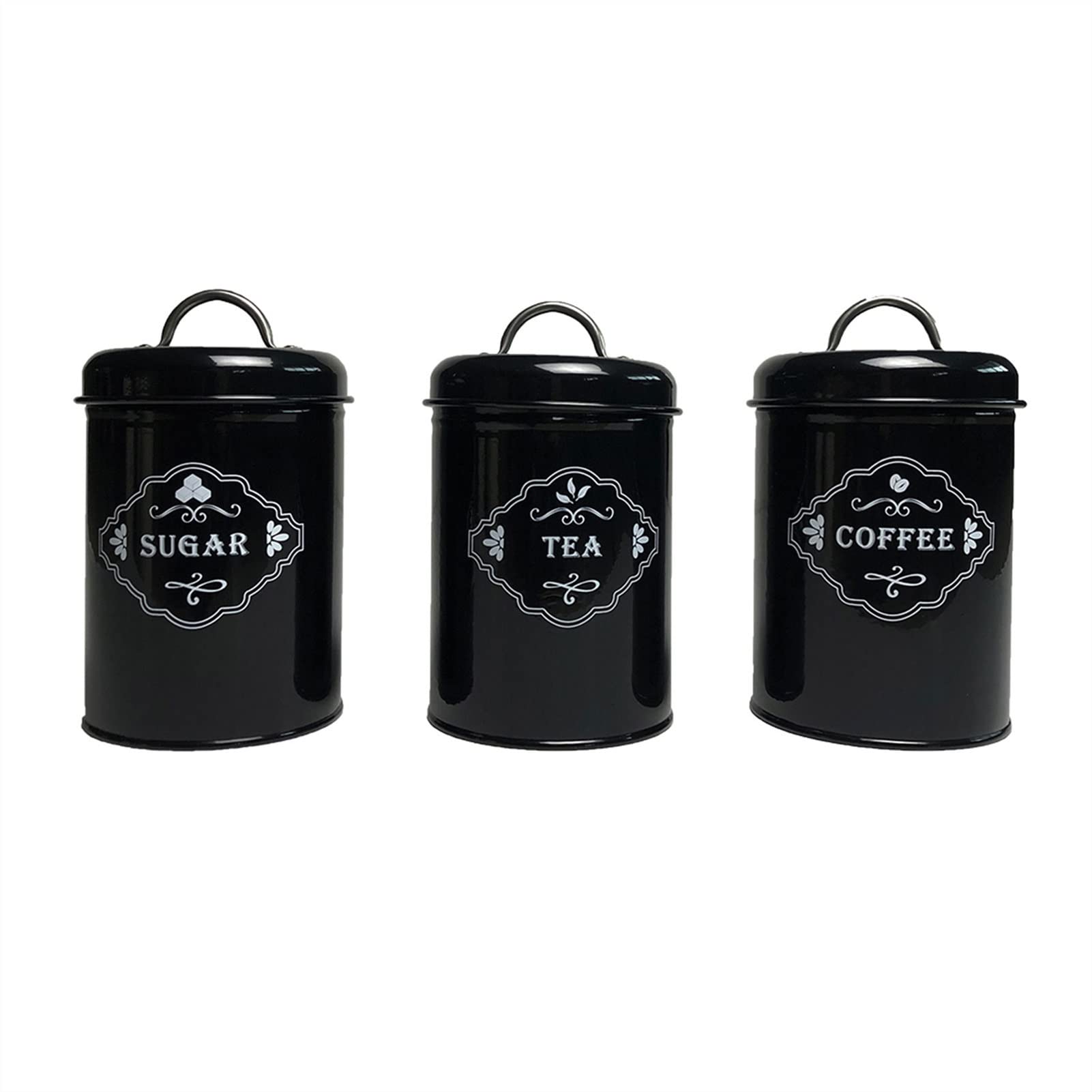 Vorratsgläser 3 stücke Kaffee Lager Set Tee Keks Zucker Organizer Jar Haushaltsspeicherwerkzeuge Kaffeebehälter (Color : 3pcs Black)