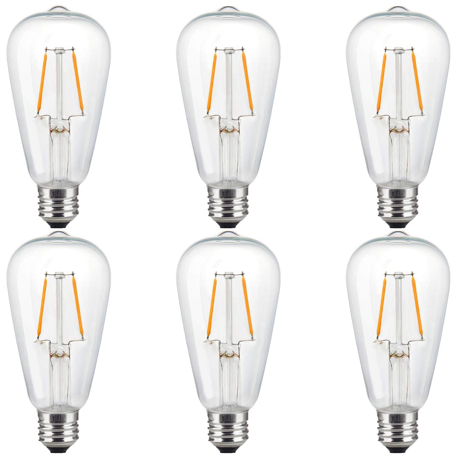6x Vintage Exposed Tungsten Filament 4W LED Bulb | 25W Equivalent ST64 | Squirrel Cage Design | Incandescent Clear Warm Light | Retro Edison E27 Screw for House, Loft, Bar, Restaurants, Coffee Shop