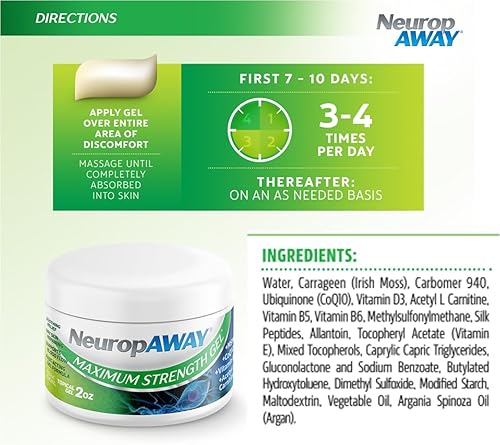 Miniatura 8 de NeuropAWAY Gel de máxima resistencia, gel de alivio rápido, sin mentol, alivio calmante para quemar, hormigueo y entumecimiento en dedos, manos,
