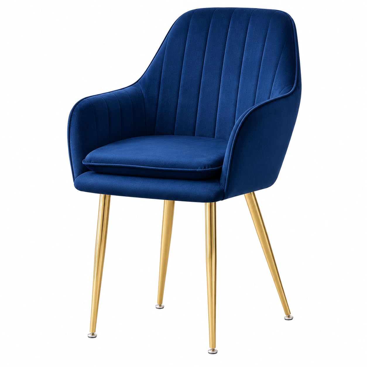 MOF Velvet Accent Chair with Gold Metal Legs, Upholstered Tub Chair with Armrests, Modern Vanity Chair for Bedroom, Dressing Table, Living Room (BLUE)