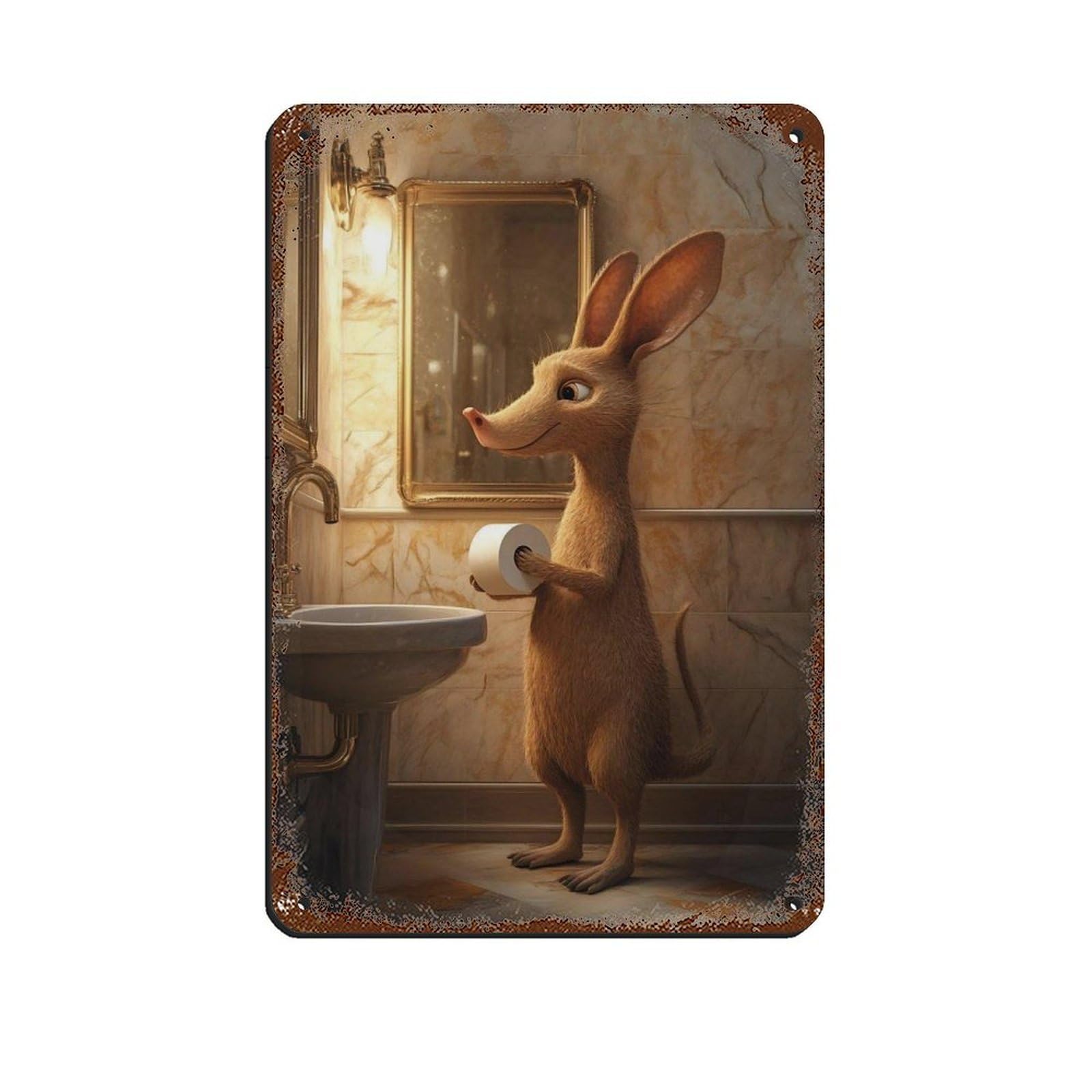 Lxwnze 20L X 30W Cm Whimsical Bathroom, Cute Mouse Tin Sign Vintage Metal Pub Club Cafe Bar Home Wall Art Decoration Poster Retro 8X12inch(20X30cm)