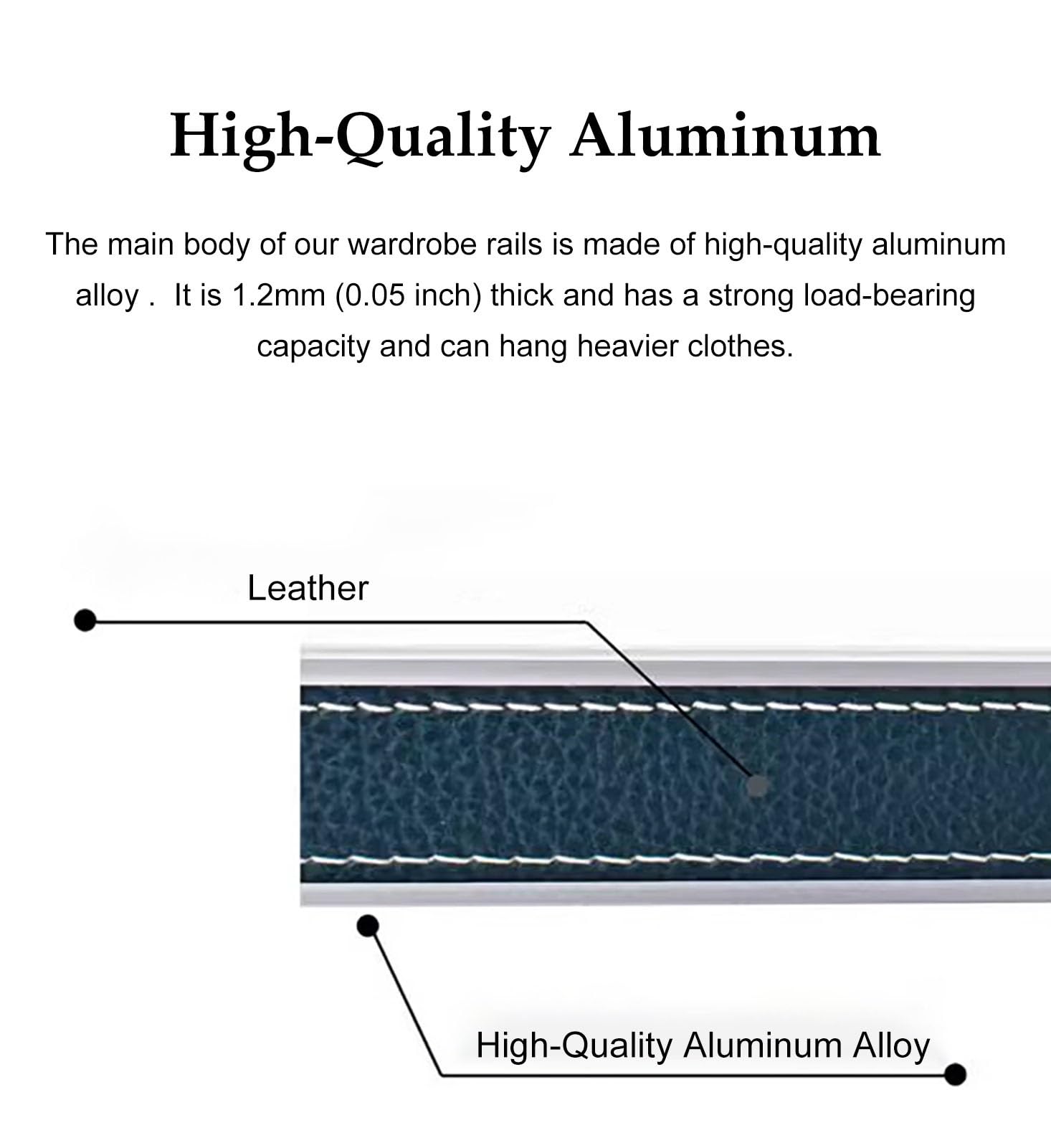 Wieszak na ubrania ze stopu aluminium 90 cm drążek do szafy na spacer prostokątny wiszący organizer z 2 uchwytami i uchwytami Trwałe rozwiązanie do przechowywania odzieży