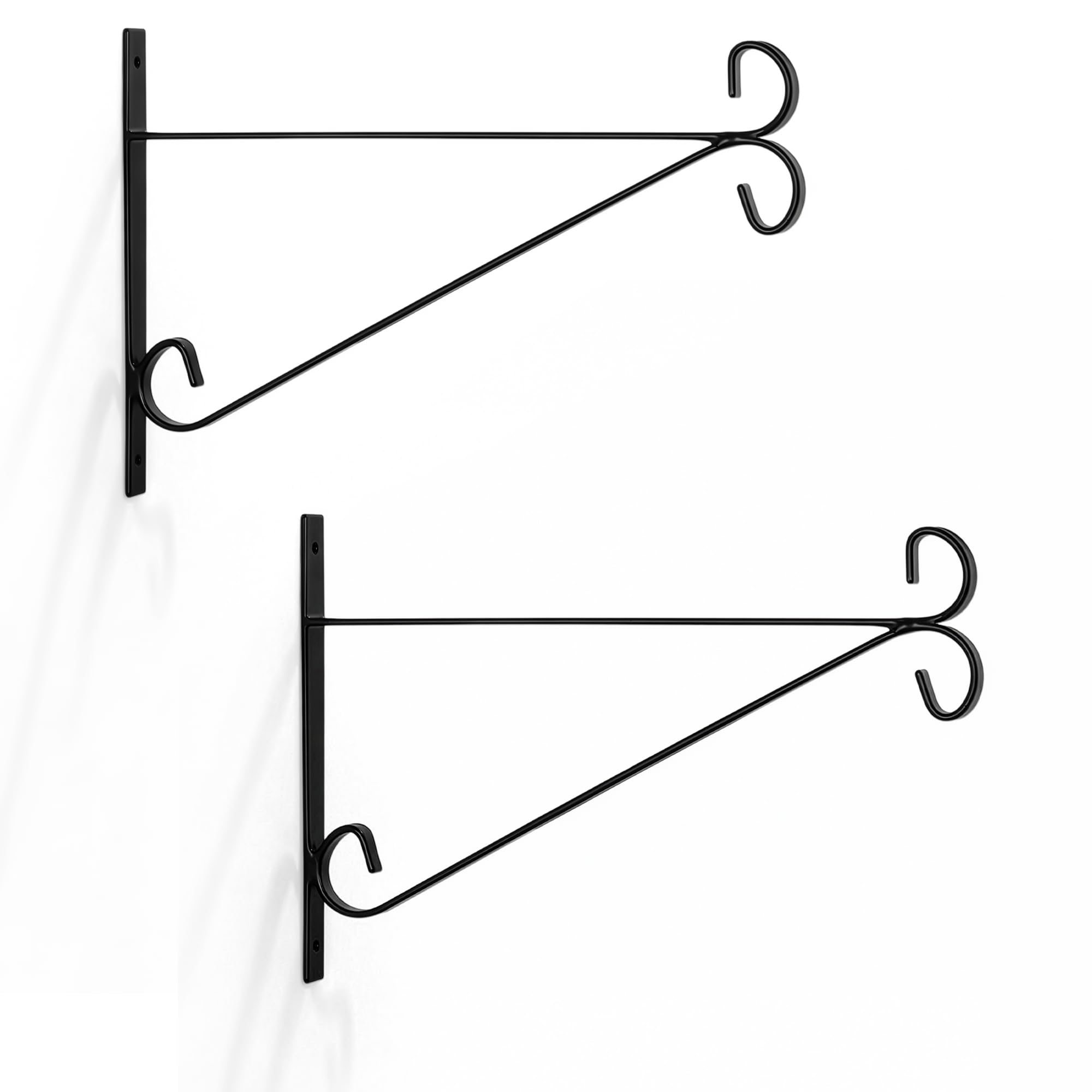 WINSOME Hanging Basket Bracket Outdoor Metal Plant Holder Wall Hanging Brackets Twisted Garden Hooks for Lantern/Light/Bird Feeder/Flower Pots (14-Inch, Pack of 2)