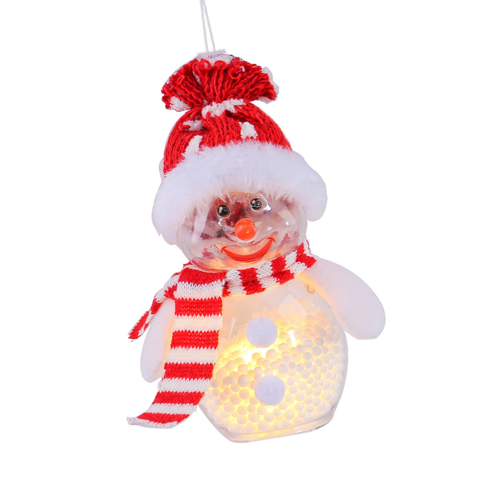 Jazuaiao Illuminating Snowman Christmas Hanging Ornament LED Light Up Clear Jar Snowman Dolls Tree Pendant Charm Decoration Gift Festival Hanging Decors