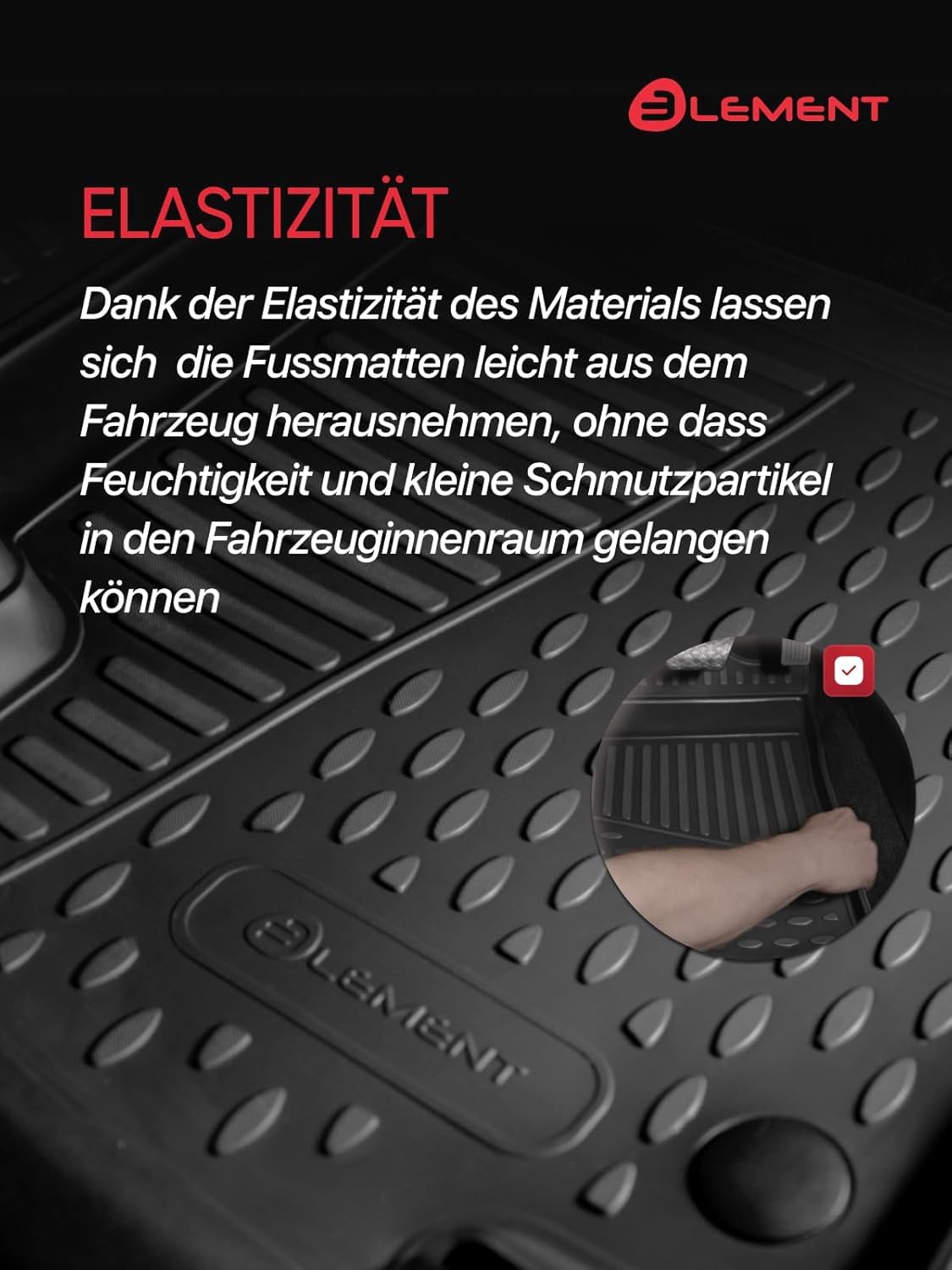 Element Set di tappetini in gomma 3D adatti per VW Golf 8 (VIII) | 2019 – Oggi | 100% tappetini auto su misura, tappetini in gomma per auto, tappetini in gomma per auto