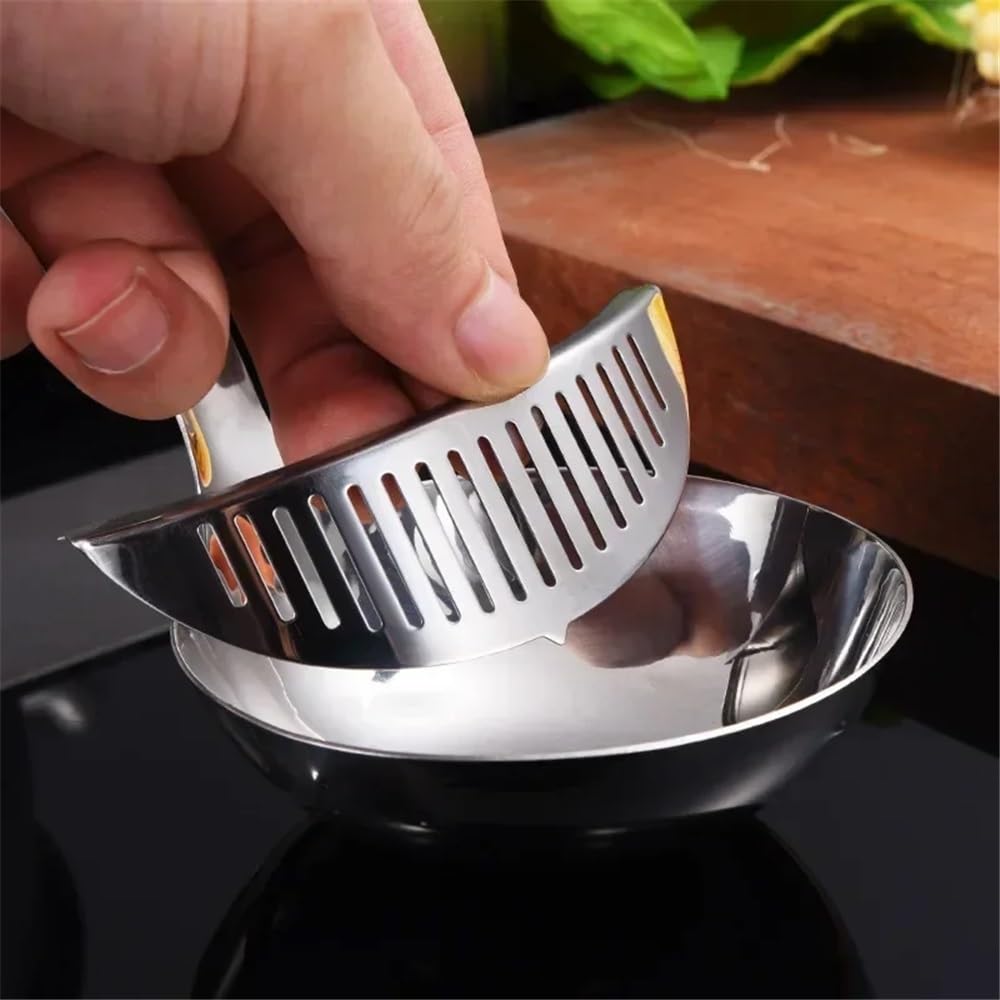 Ergonomica Cucchiaio da zuppa a doppio uso, manico lungo, mestolo da zuppa in acciaio inossidabile con filtro rimovibile, scolapasta da cucina, utensili da cucina per frullare(Small (27x7.7cm))