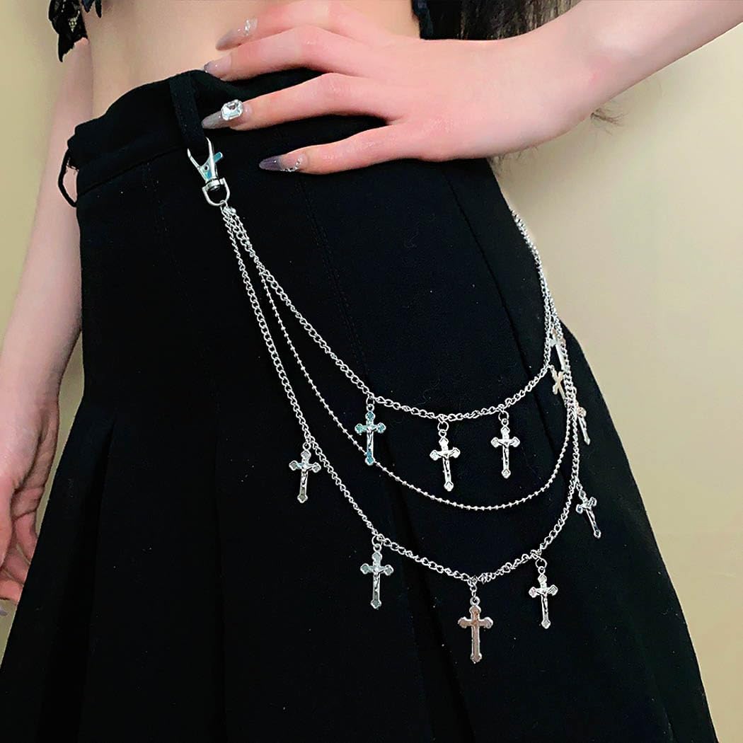 Cross Pocket Chain Punk Pants Chain Goth Accessories Chain for Men Women - Image 5
