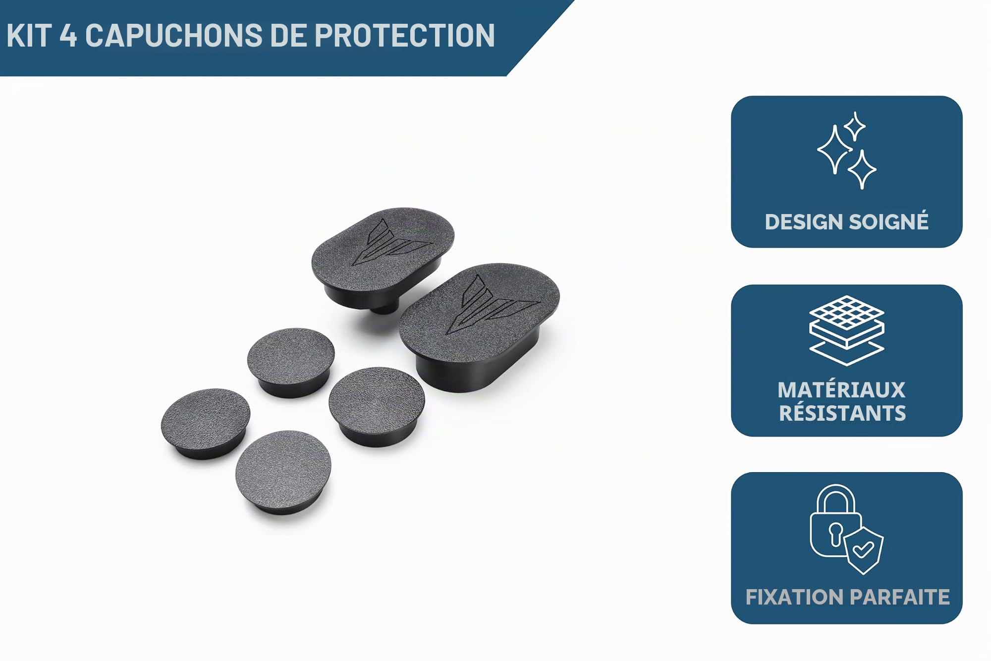 Bouchons de Cadre de Moto Rouge compatibles avec Yamaha MT-09 / MT-09 SP/Tracer 9 / Tracer 9 GT 2021-2025 - Couvre-Trou Cadre latéral - Accessoires Moto esthétiques (Noir)