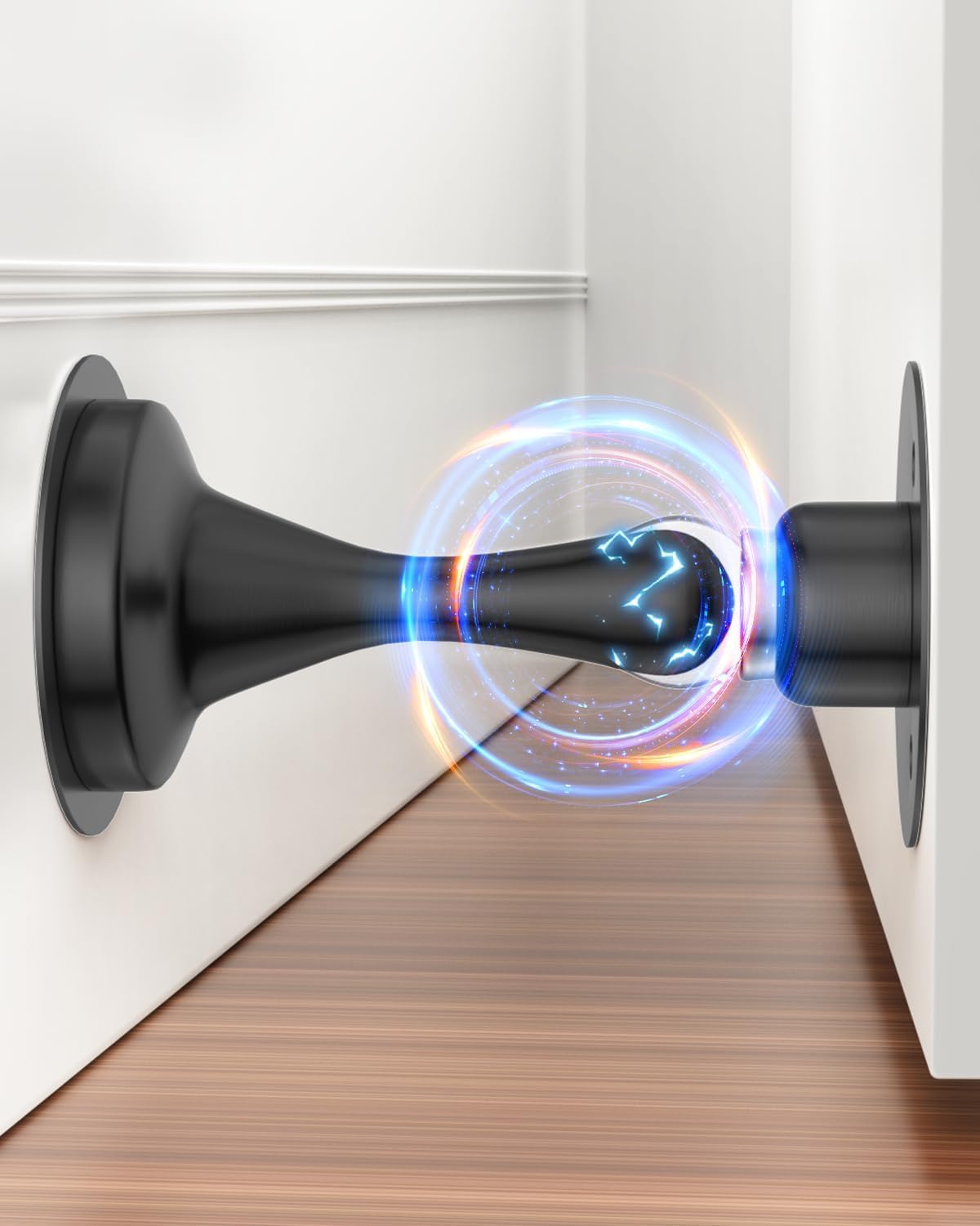 Magnetic Door Holder - Wall or Floor Mounted Stop for Patio, Indoors & Outdoor, Metal Chrome Adhesive Stoppers - 1 Pack