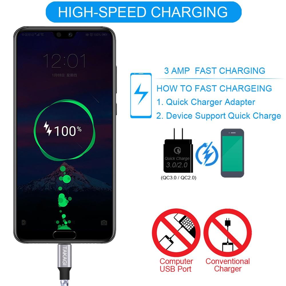 Cavo da USB a USB C (confezione da 3) da USB A a tipo C, cavo di ricarica rapida in nylon intrecciato per sincronizzazione dati e trasferimento USB C per iPhone 17 Pro Max/17 Air/16e/16 15 Pro/15 Plus