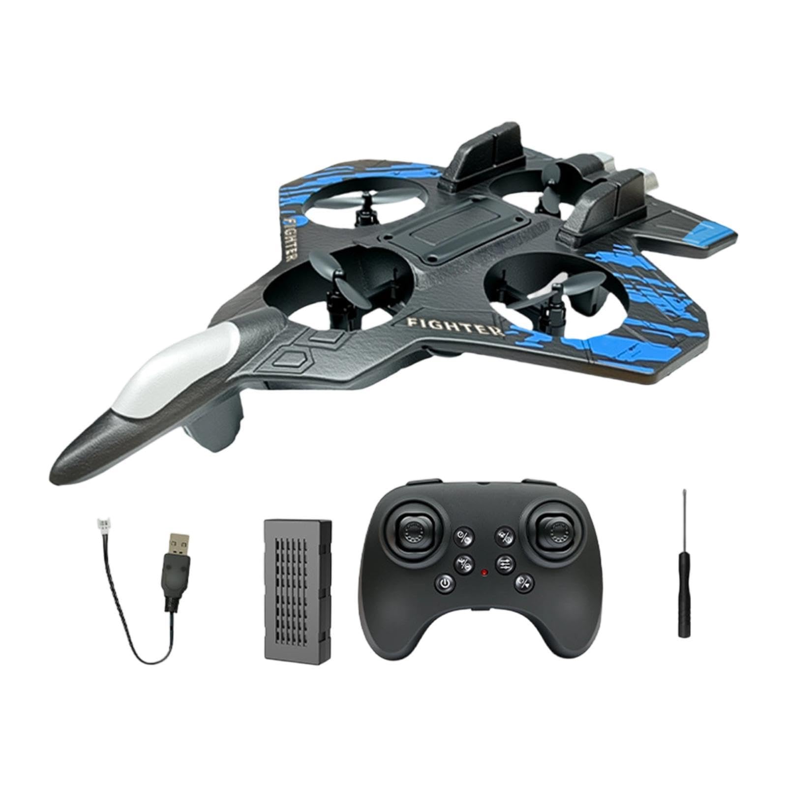 Milageto Avión Teledirigido de Fija Planeador RC de Espuma con Función Luces Nocturnas Control Fácil y Resistente Adecuado para Principiantes, Azul