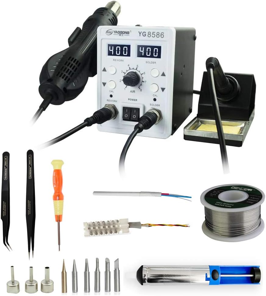 YAOGONG Automatic 2 In 1 Hot Air SMD Digital Rework Soldering Iron Station Set Mobile Phone Repair Tools