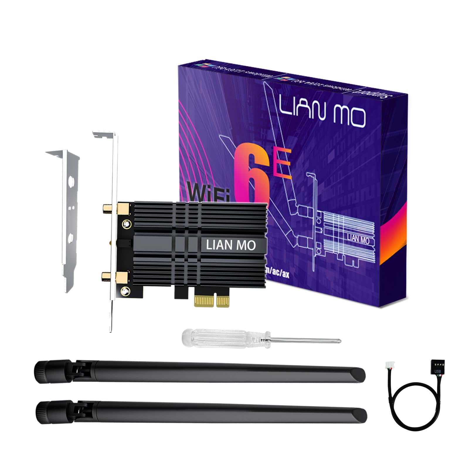 WiFi 6E PCIe Card For Desktop PC - AX210NGW, Bluetooth 5.3, Includes Driver USB & Low-Profile Bracket
