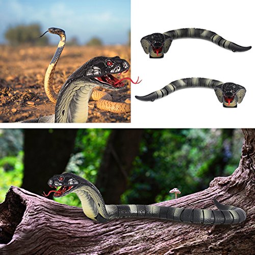 Greatstar Remote Control Snake Toy for Kids 17.5 Inch RC Rechargeable Realistic Cobra Snake King Naja Pranks Toy for Christmas Hallowene Gift (Black)