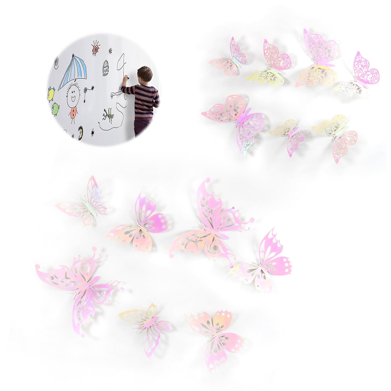 HJIAMA Mariposas Decorativas, 72 Piezas Mariposas, 3D Estereoscópico Pegatinas Mariposas, 3 Tamaños, Colorido Butterfly, para Decoración Paredes, Fiestas, Bodas