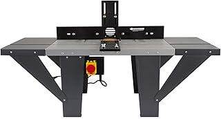 EBERTH Banco per fresatrice (Dimensioni 1030 x 360 mm, 155 mm Diametro del Cesto di macinazione, 280 mm Altezza di lavoro, Estensione tavolo bilaterale, Battuta angolare, Interruttore)