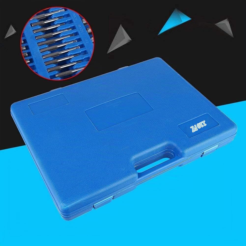 Set Filiera 110 Pezzi Set Maschi e Filiere 110 Pz in Acciaio al Tungsteno M2-M18 Maschi e Filiere M2-M18 Professionali con Custodia Portatile Ingegneria con Accessori Completi e Valigetta in Plastica