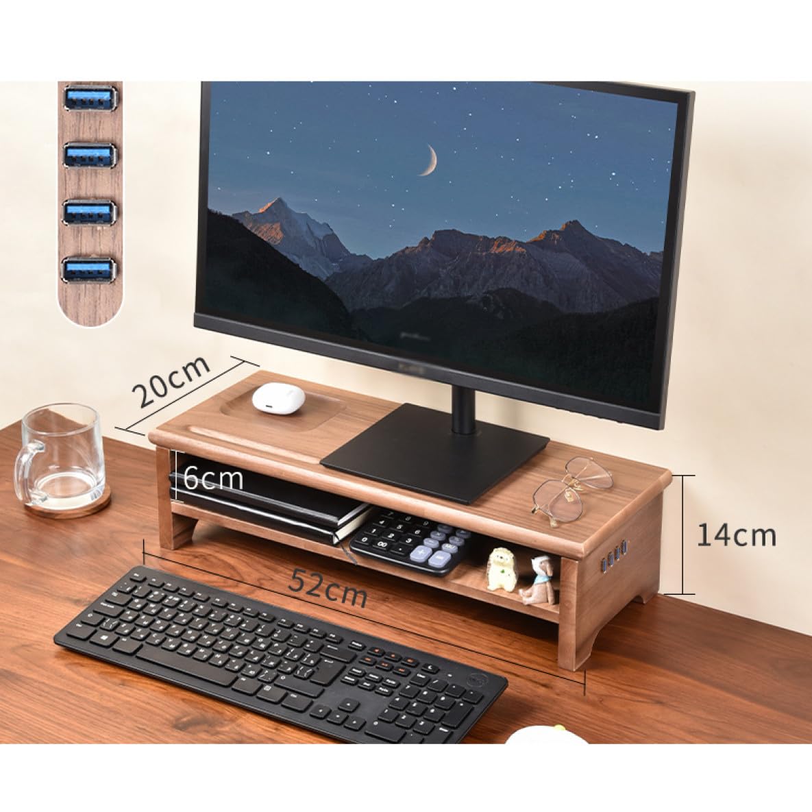 Amazon.co.jp: MJKQ9 木製 机上台 机上ラック 引き出し ディスプレイ台