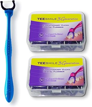 T.Smile Evolutionary Clean Dental Flossers, Kit of Refills Plus Long Handle 1 Handles + 100 Refills