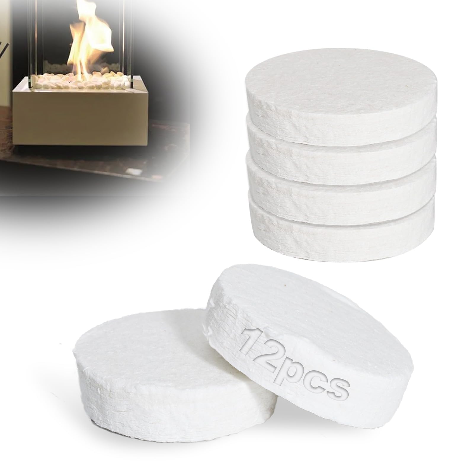 KINETOX 12pcs Ceramic Wool Sponge 85 x 85 x 25 mm Ceramic Wool for Bioethanol Bioethanol Burner Wools Bioethanols Fireplace Firebox Safety Extend Fire Life