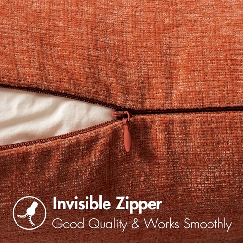 Image of MIULEE Pack of 2 Rust Throw Pillow Covers 12x20 Inch Soft Chenille Lumbar Pillow Covers for Sofa Living Room Couch Fall Home Decor Solid Dyed Cases
