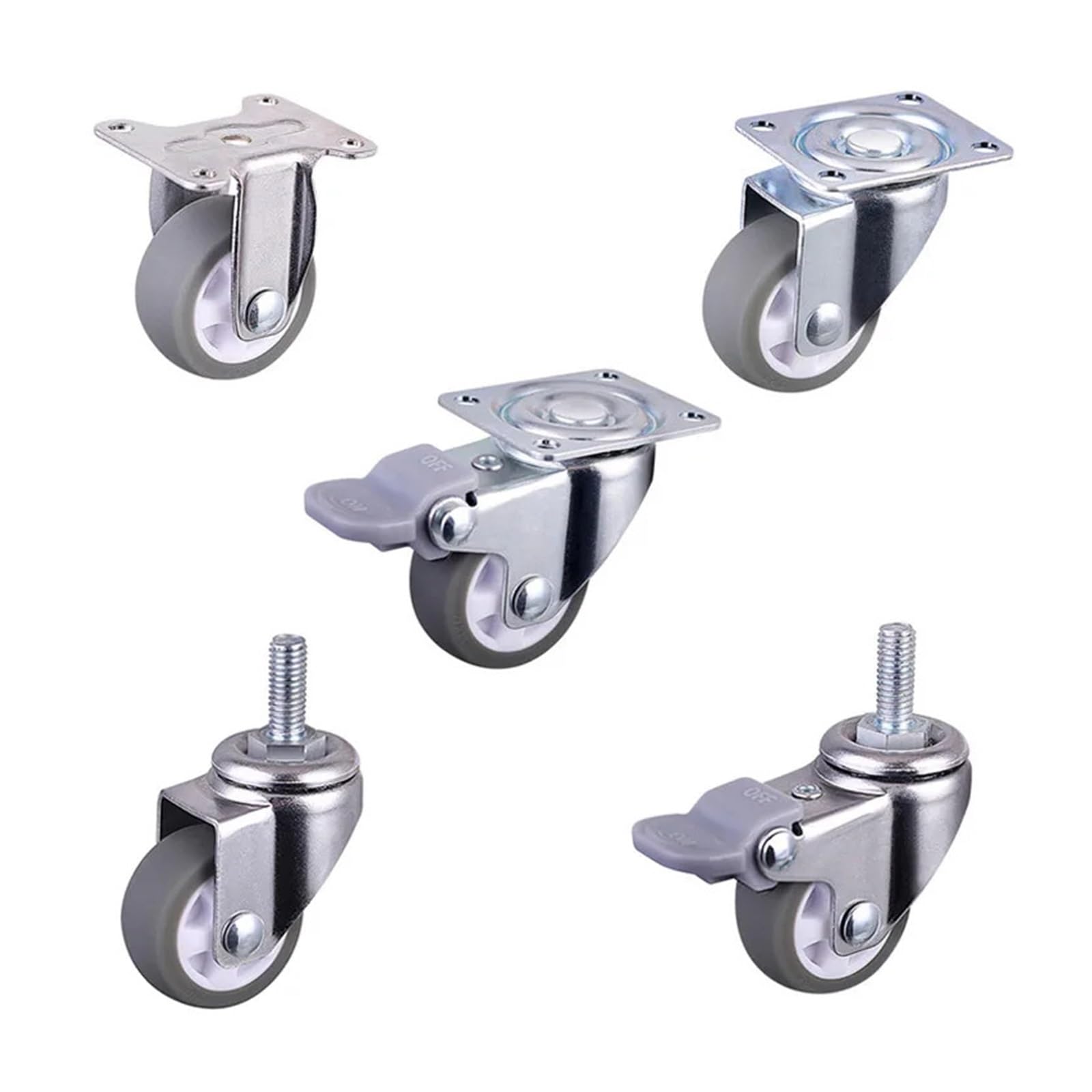 Mxxdmopd 1 Inch Set Of 4 Casters Gray Tpe Screw Caster M6 Silent Wheel Diameter 25 Mm Household Universal