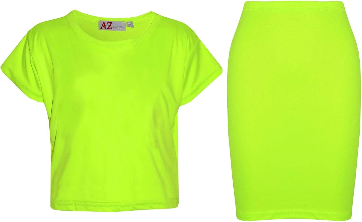 Kids Girls Plain Crop Top & Slim Fit Pencil Skirt Set School Dance Party Fashion