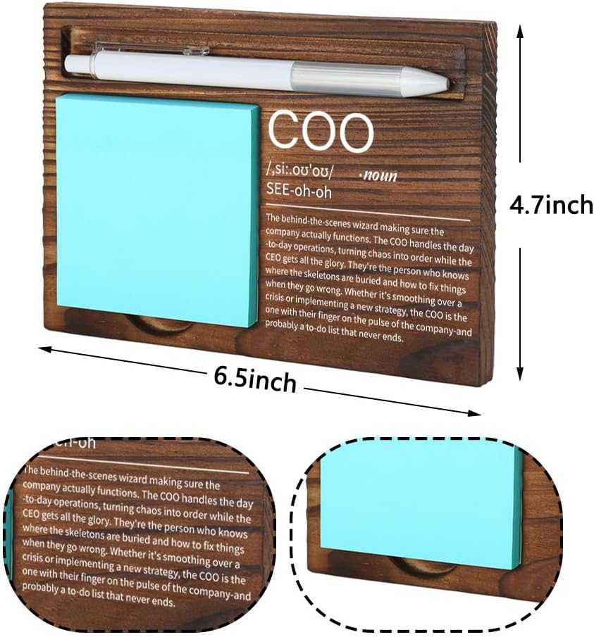 COO エグゼクティブデスクオーガナイザー、オペレーションマネージャーギフト、会社のリーダーのためのユニークなオフィス装飾、木製付箋