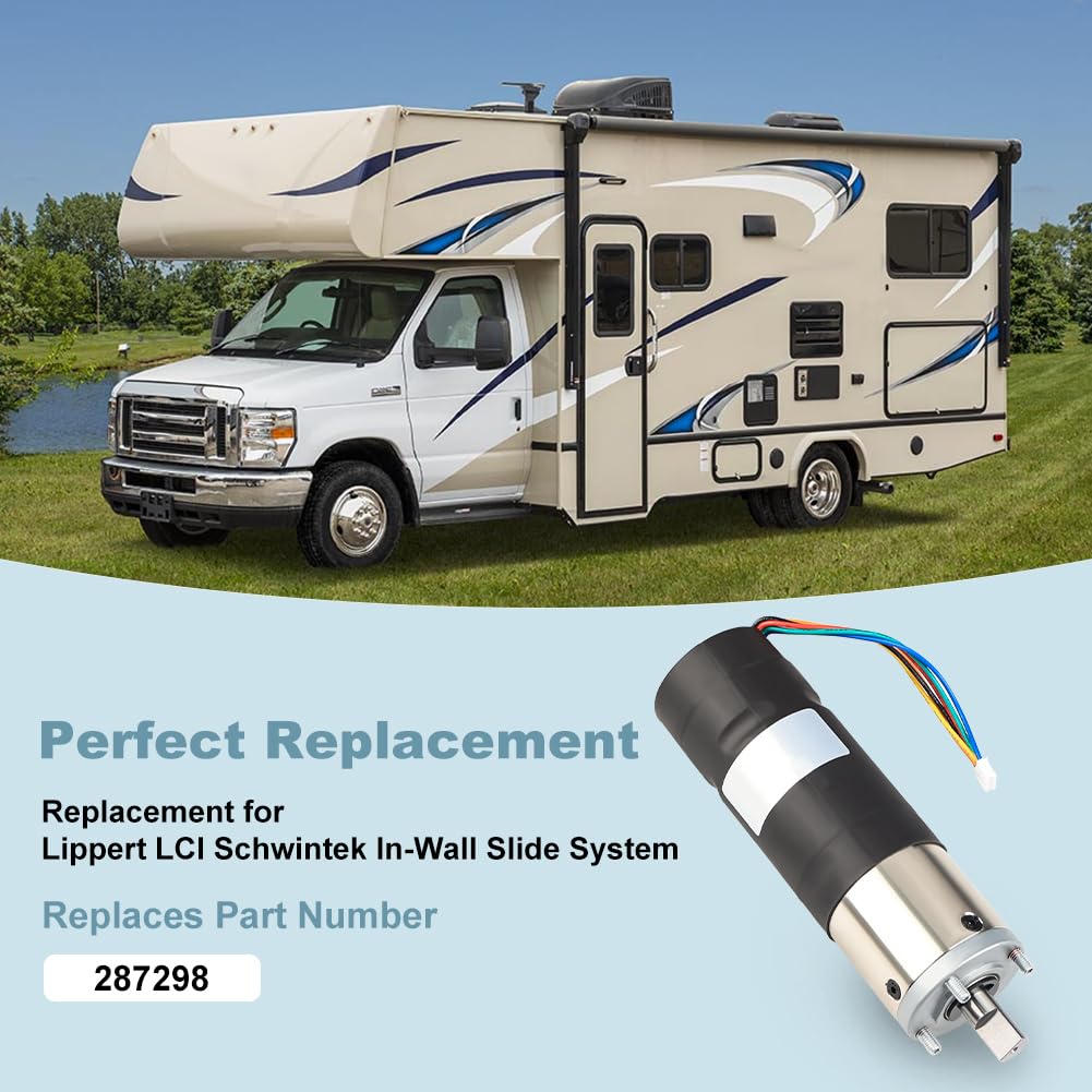 JDMON 287298 RV Slide Out Motor in-Wall Slide-Out Motor, 500:1 High Torque Gear Ratio, 12V DC, Compatible with Lippert LCI Schwintek in-Wall Slide System for RV Camper Trailer