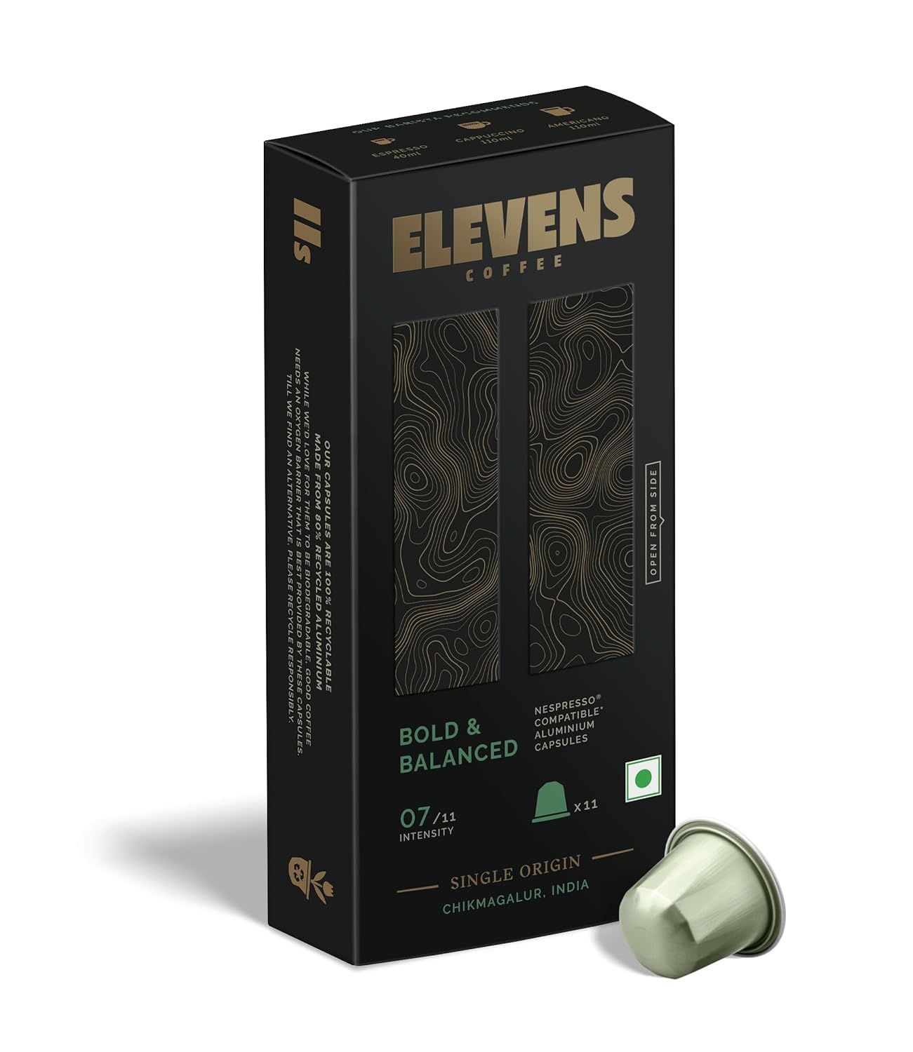 - Bold & Balanced | Single Origin Coffee Capsules | 100% Arabica | 11 Aluminium Coffee Pods (10 + 1) | Medium Roast | Intensity 7 | Compatible with Nespresso