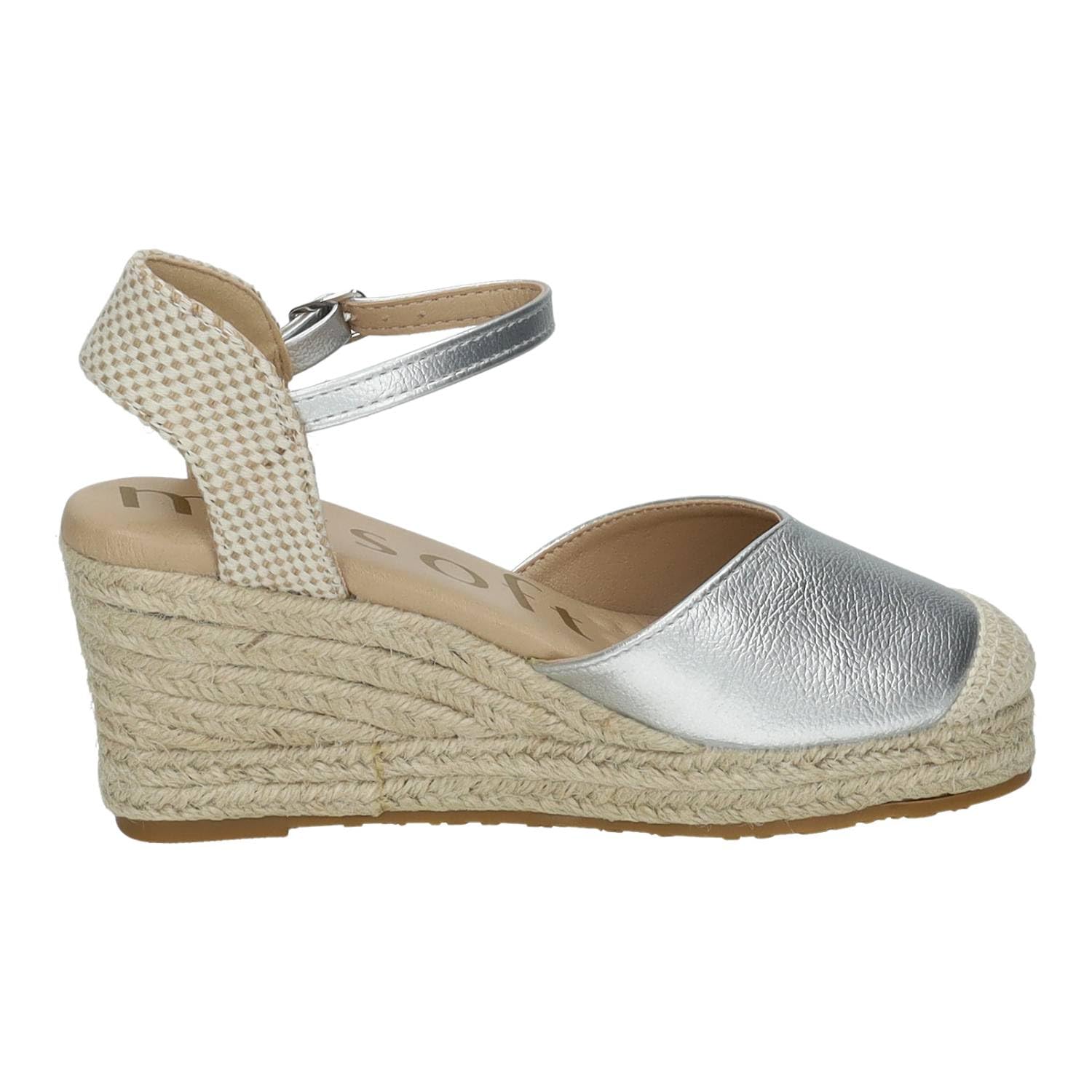 mysoft 25M150 Alpargatas con cuña Plateada para Mujer, diseño Moderno y cómodo Hecho en España Mujer Alpargatas