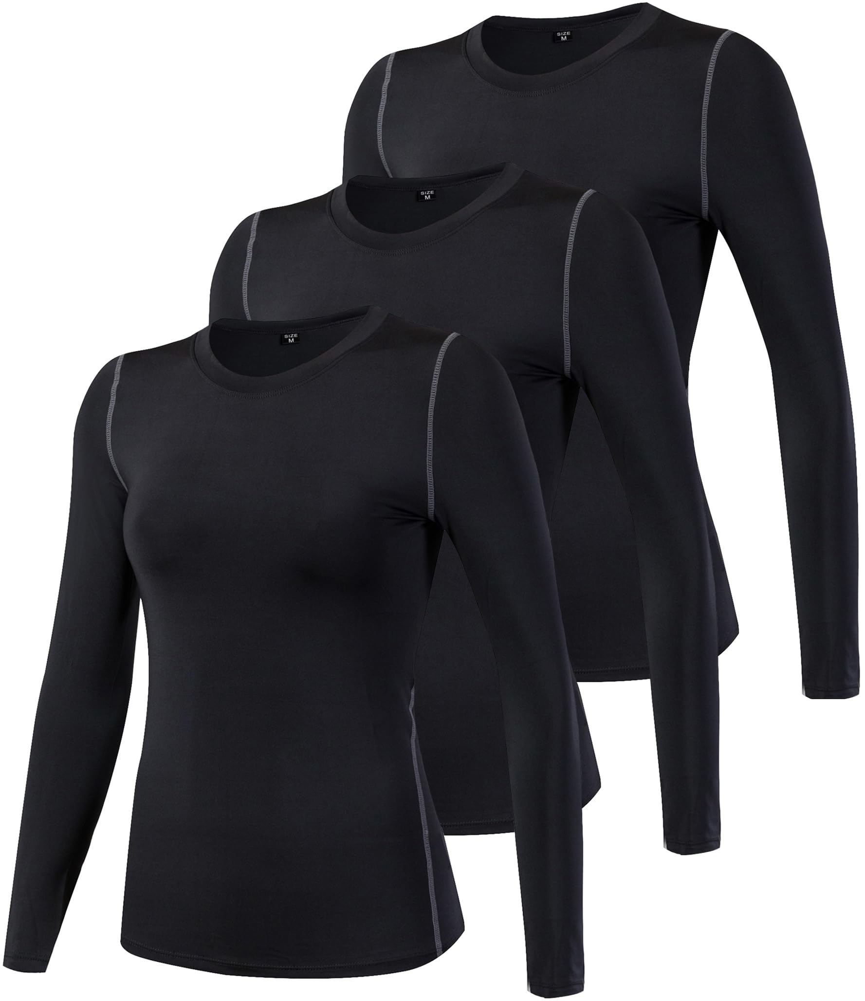 2/3 Pack Women's Long Sleeve Shirts UPF 50+ Sun Protection Compression Shirts Dry-Fit Athletic T-Shirts Gym Running Tops